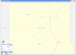 Box Butte County, NE Wall Map Zip Code Basic Style 2023